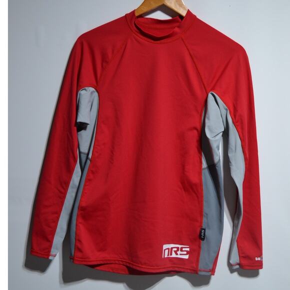 NRS Men's HydroSilk Rash Guard Shirt Size Large Red and Gray - Picture 1 of 5